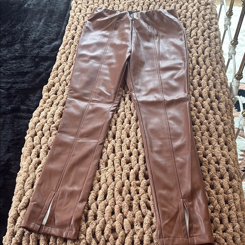 Brown Faux Leather Pants